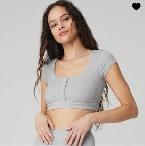 Alo Yoga Blissful Henley Bra Top - Size Large - Pre-owned, Worn Once